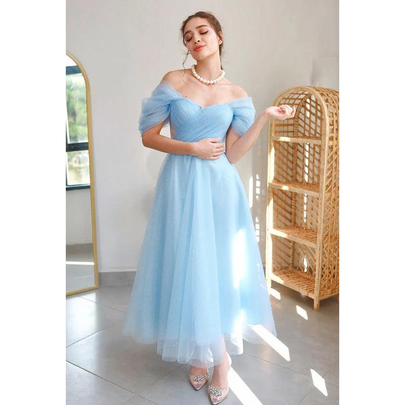 Wunderschönes und bezauberndes schulterfreies A-Linien-Party-Ballkleid aus Tüll