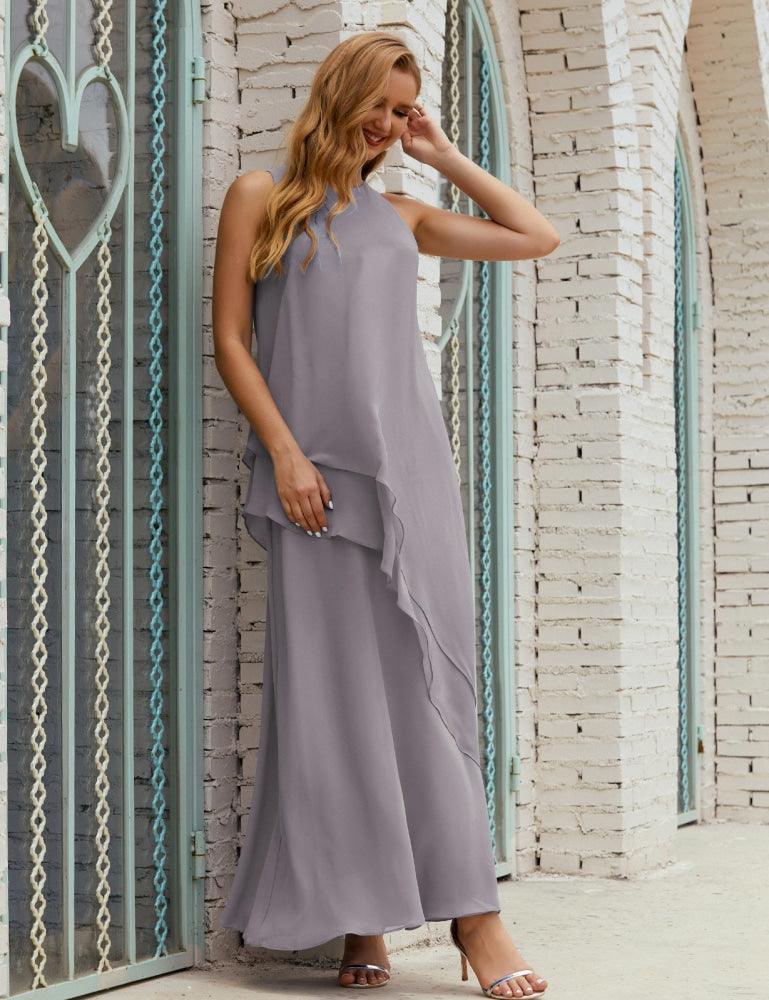 Chiffon Long Plus Size Mother Of Bride Dresses Formal Bridesmaid Prom Gown 28019 Dusty Lavender