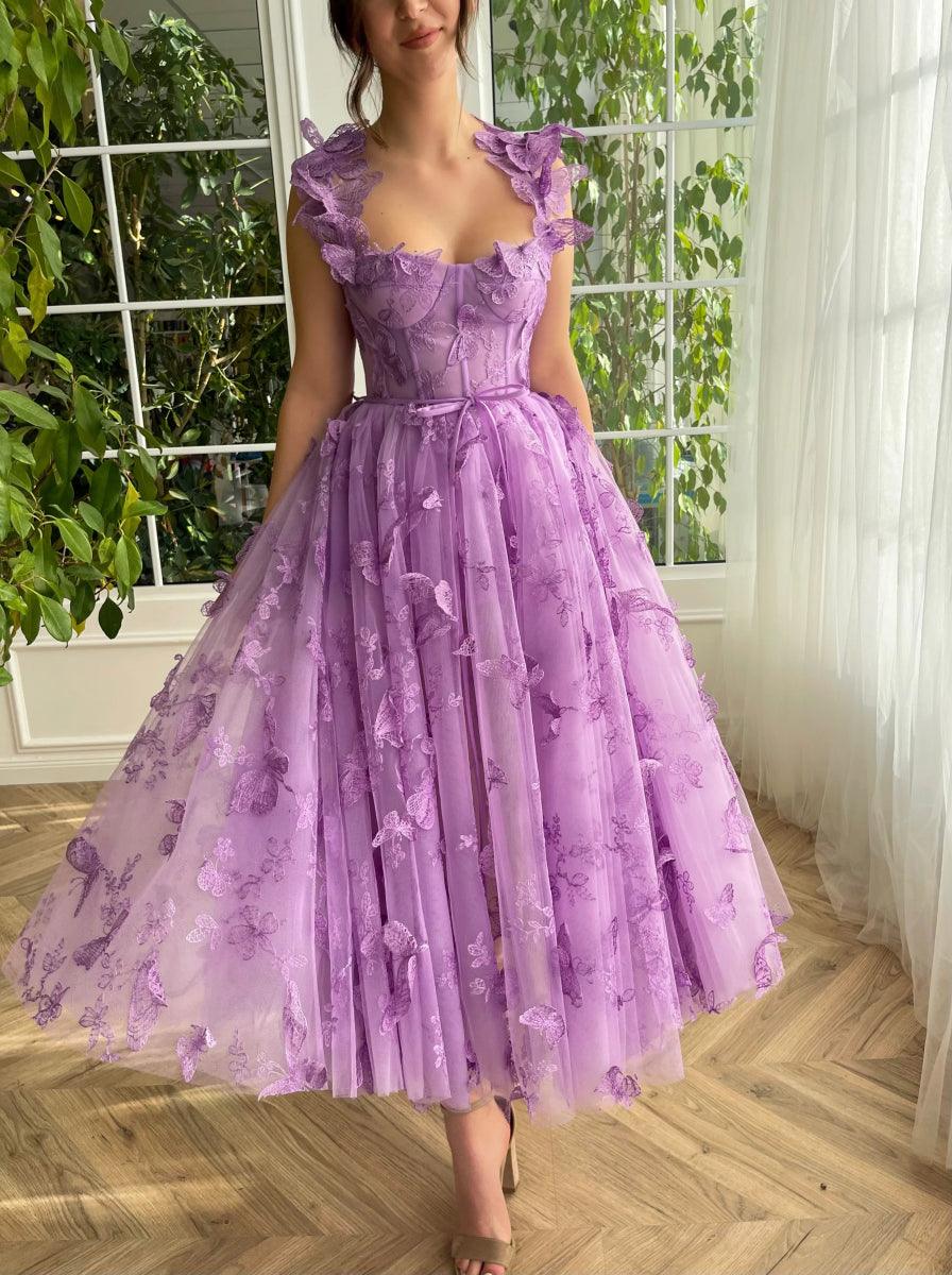 NumberSea-3D Butterfly Lace Appliques Prom Dresses for Women Tulle Wedding Dress Long Ball Gown