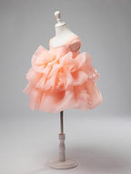 NumberSea - 3D Flower Organza Knee - length 1st Birthday Party Baby Girl Dress