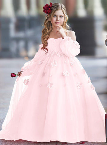 NumberSea - 3D Flower Princess Ball Gown Flower Girl Dresses
