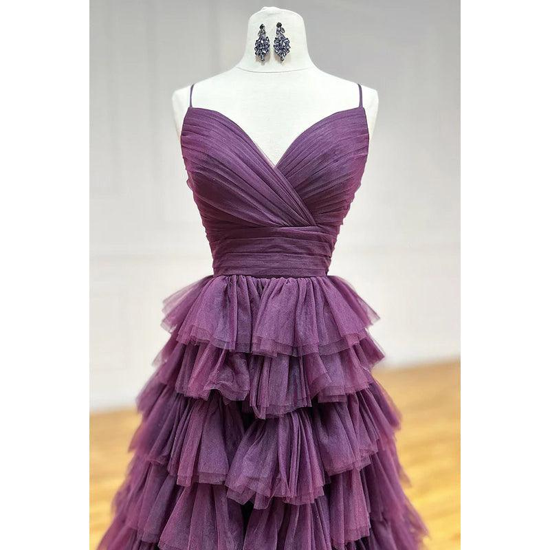 Vestido de fiesta de noche, sexy y atractivo, con escote en V, abertura y tirantes finos, sin espalda, corte A