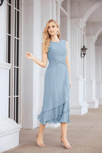 Numbersea Formal Party Gown Dress Chiffon Long Mother of The Bride Dresses with Ruffle Cape 28072 - numbersea
