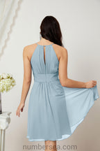 Halter Bridesmaid Dresses Knee Length A Line Formal Evening Party Cocktail Dress 28011