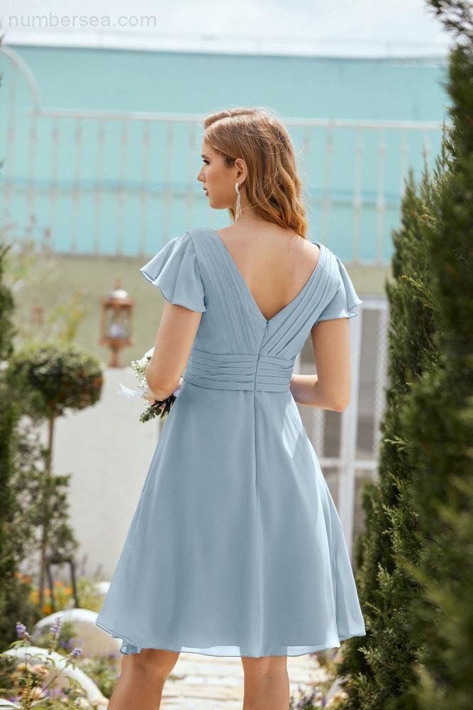 Neck Chiffon Bridesmaid Dresses Formal Cocktail Prom Gown Homecoming 28013