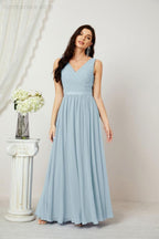 Women's Chiffon Long Bridesmaid Dresses A line Sleeveless Formal Prom Gown for Evening Party Homecoming Dresses 2808-numbersea