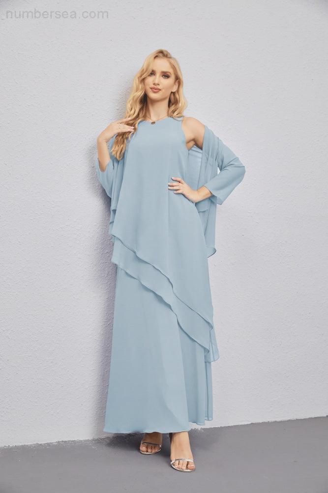 Mother of Bride Dresses with Open Front Lightweight Cardigan Formal Prom Gown 28081-numbersea