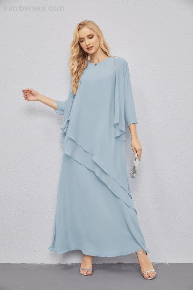 Mother of Bride Dresses with Open Front Lightweight Cardigan Formal Prom Gown 28081-numbersea