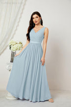 Women's Chiffon Long Bridesmaid Dresses A line Sleeveless Formal Prom Gown for Evening Party Homecoming Dresses 2808-numbersea