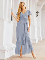 Numbersea Ruffled Bridesmaid Dresses Mermaid Formal Violin Evening Party Prom Gowns 28042-numbersea