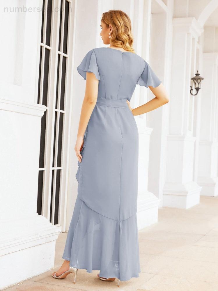 Numbersea Ruffled Bridesmaid Dresses Mermaid Formal Violin Evening Party Prom Gowns 28042-numbersea