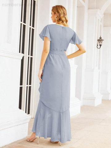 Numbersea Ruffled Bridesmaid Dresses Mermaid Formal Violin Evening Party Prom Gowns 28042-numbersea