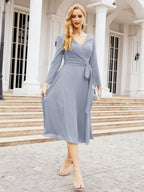Bridesmaid Dress V-Back Waist Belt Mother of the Bride Wedding Guest 28031-numbersea