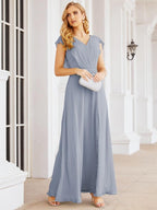Numbersea Bridesmaid Dresses Cape Formal Prom Dress Open Back Gowns for Mother of The Bride 28058-numbersea