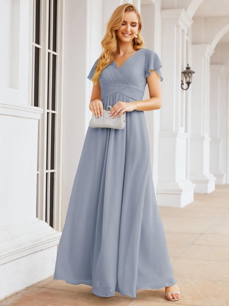 Numbersea Formal Prom Gowns for Mother of The Bride Cap Sleeves Bridesmaid Dress 28047-numbersea