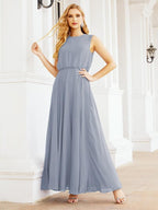 Numbersea Sleeveless Long Bridesmaid Dress A line Formal Evening Prom Gown 28025-numbersea