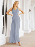 Numbersea Spaghetti Strap Bridesmaid Dresses V-Neck Long A-Line Formal Prom Gowns 28063-numbersea