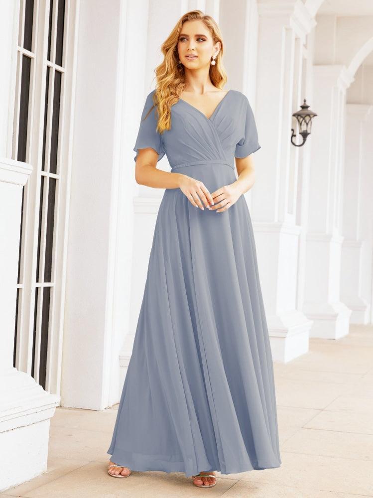 Numbersea Formal Prom Gowns for Mother of The Bride Short Sleeves Bridesmaid Dress 28049-numbersea