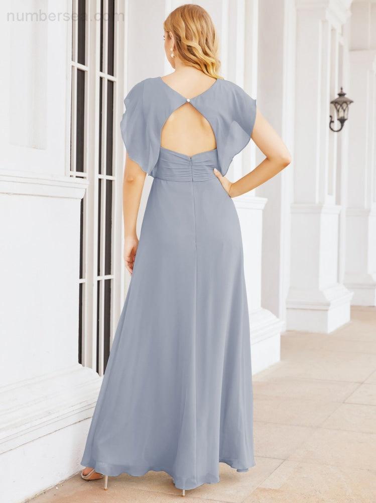 Numbersea Bridesmaid Dresses Cape Formal Prom Dress Open Back Gowns for Mother of The Bride 28058-numbersea