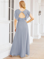 Numbersea Bridesmaid Dresses Cape Formal Prom Dress Open Back Gowns for Mother of The Bride 28058-numbersea