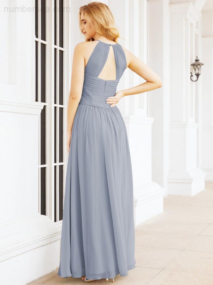 Numbersea Sleeveless Bridesmaid Dresses Long Prom Gown Zipper with Keyhole Back 28056-numbersea