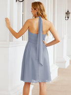 Numbersea Neckholder-Brautjungfernkleid aus Chiffon, kurz, ärmellos, formelles Partykleid, offener Rücken, 28023