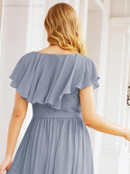 Bridesmaid Dresses with Flutter Sleeves Formal Evening Party Prom Gowns 28044-numbersea