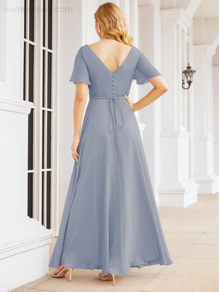 Numbersea Formal Prom Gowns for Mother of The Bride Short Sleeves Bridesmaid Dress 28049-numbersea