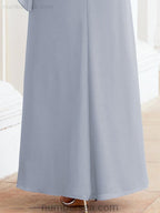 Numbersea Formal Party Gown Dress Long Chiffon Mother Of The Bride Dresses With Ruffle Cape 28026