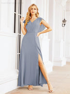 Numbersea Bridesmaid Dresses Cape Formal Prom Dress Open Back Gowns for Mother of The Bride 28058-numbersea
