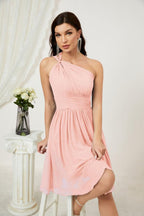 Numbersea Women Chiffon Short One Shoulder Bridesmaid Dress Formal Dresses For Party Homecoming 2804