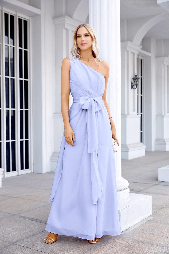 Ladies Chiffon One Shoulder Bridesmaid Evening Dress Wedding Party Evening Dress 28133-numbersea