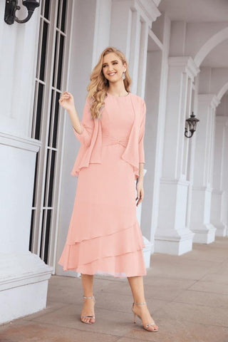 Two-Piece A-Line Mother Of The Bride Dress Formal Party Gown 28072 Ballet Pink