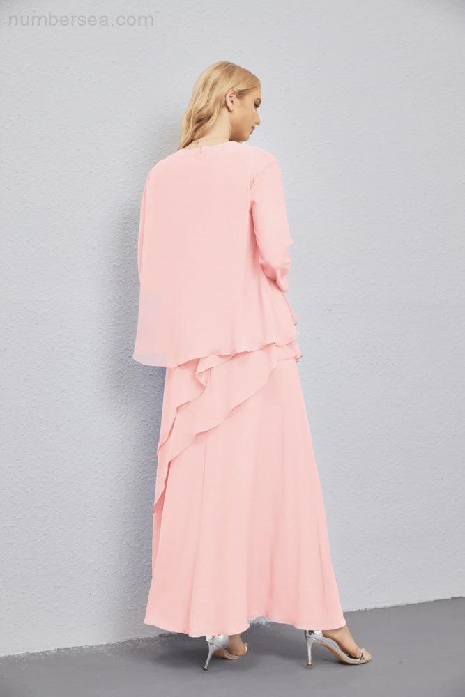 Mother of Bride Dresses with Open Front Lightweight Cardigan Formal Prom Gown 28081-numbersea