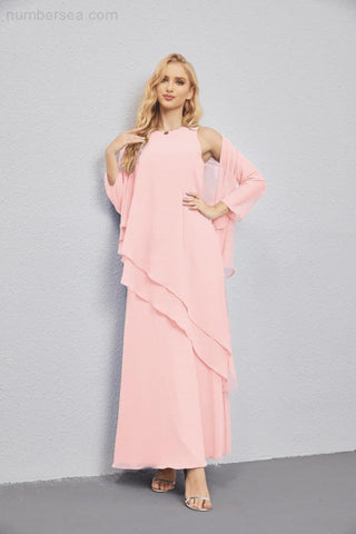 Mother of Bride Dresses with Open Front Lightweight Cardigan Formal Prom Gown 28081-numbersea