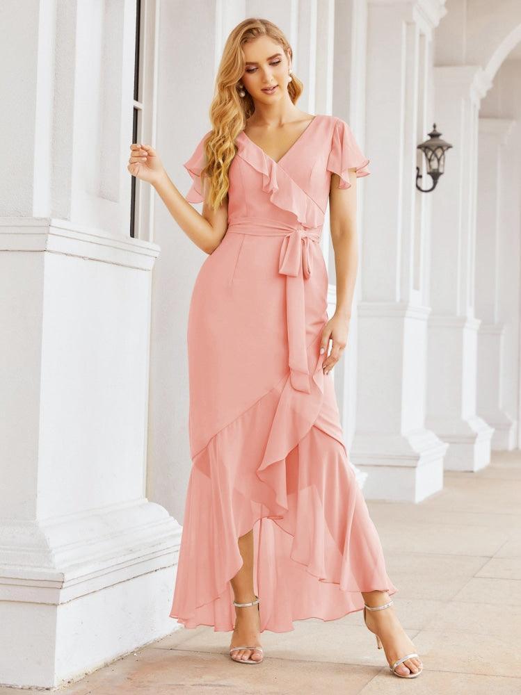 Numbersea Ruffled Bridesmaid Dresses Mermaid Formal Violin Evening Party Prom Gowns 28042-numbersea