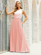 Lace Bridesmaid Dress Floor Length Evening Gowns with Pockets 28017-numbersea
