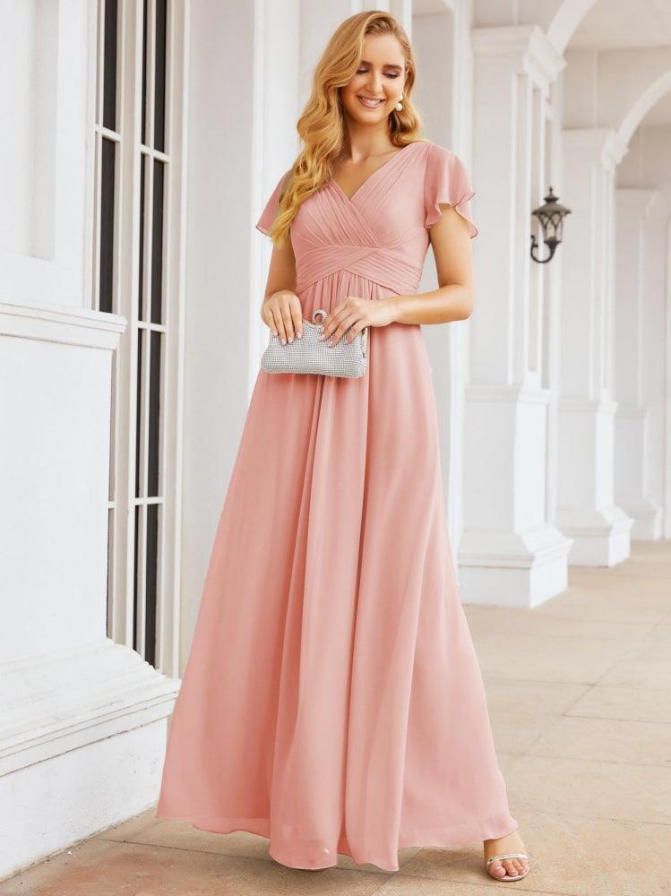Numbersea Formal Prom Gowns for Mother of The Bride Cap Sleeves Bridesmaid Dress 28047-numbersea