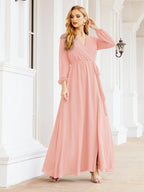 Numbersea Women's Chiffon Bridesmaid Dress A line Long Sleeves Formal Evening Prom Gown for Wedding Guest 28032-numbersea