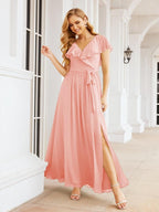 Bridesmaid Dresses with Flutter Sleeves Formal Evening Party Prom Gowns 28044-numbersea
