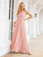 Keyhole Bridesmaid Dresses Sleeveless Formal Evening Party Prom Gowns 28043-numbersea