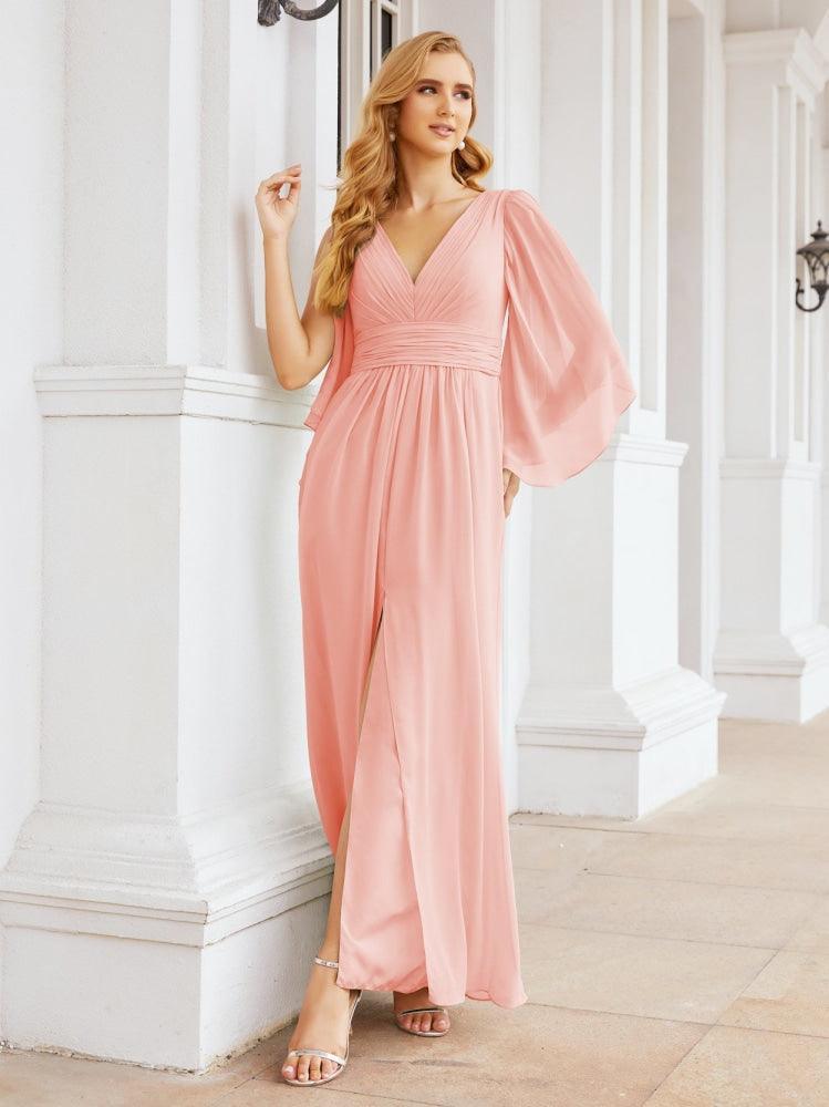 Numbersea Bridesmaid Dresses with Split for Wedding Party Flutter Sleeves 28045-numbersea