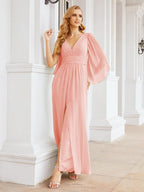 Numbersea Bridesmaid Dresses with Split for Wedding Party Flutter Sleeves 28045-numbersea