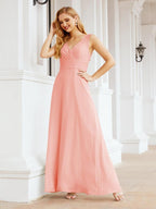 Formal Prom Gown Elegant V-Neck Sleeveless Bridesmaid Dresses for Wedding Party 28037-numbersea