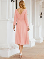 Bridesmaid Dress V-Back Waist Belt Mother of the Bride Wedding Guest 28031-numbersea