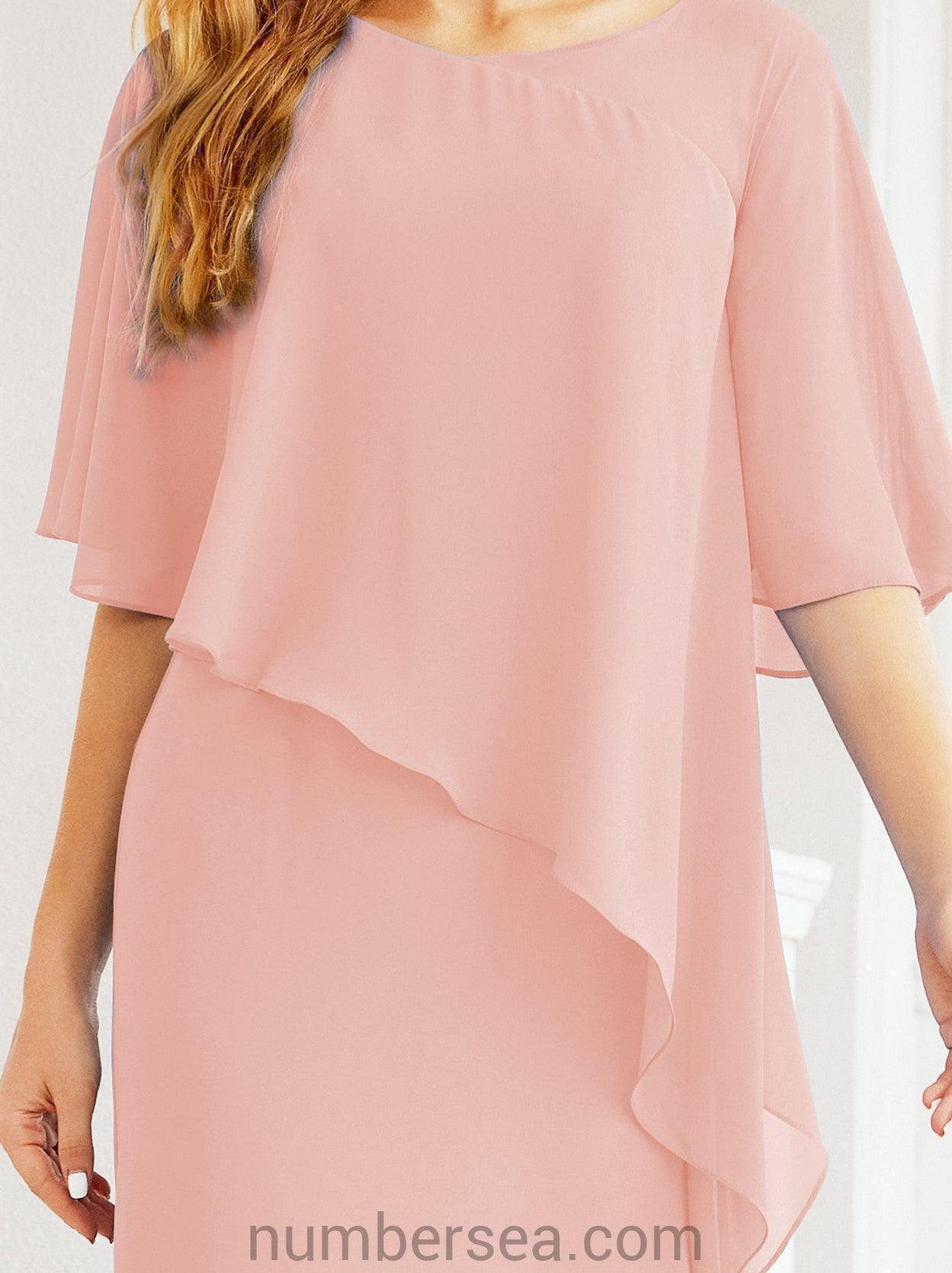 Numbersea Formal Party Gown Dress Long Chiffon Mother Of The Bride Dresses With Ruffle Cape 28026