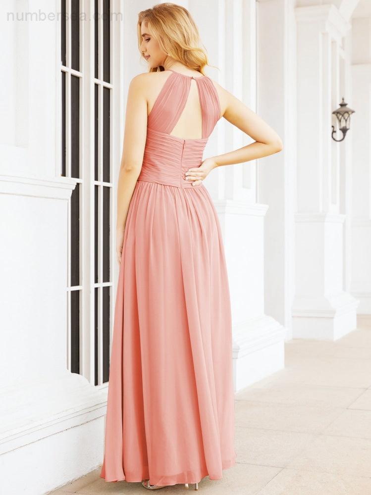 Numbersea Sleeveless Bridesmaid Dresses Long Prom Gown Zipper with Keyhole Back 28056-numbersea