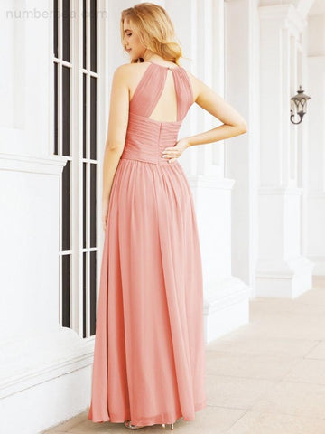 Numbersea Sleeveless Bridesmaid Dresses Long Prom Gown Zipper with Keyhole Back 28056-numbersea
