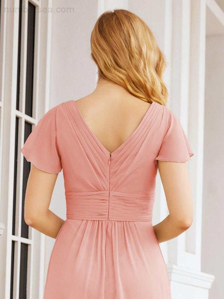 Numbersea Formal Prom Gowns for Mother of The Bride Cap Sleeves Bridesmaid Dress 28047-numbersea