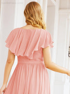 Bridesmaid Dresses with Flutter Sleeves Formal Evening Party Prom Gowns 28044-numbersea